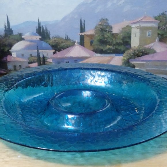 Recycled Glass Candle Stand Blue.🗻🇺🇸 Made In U.S.A. - Picture 3 of 4